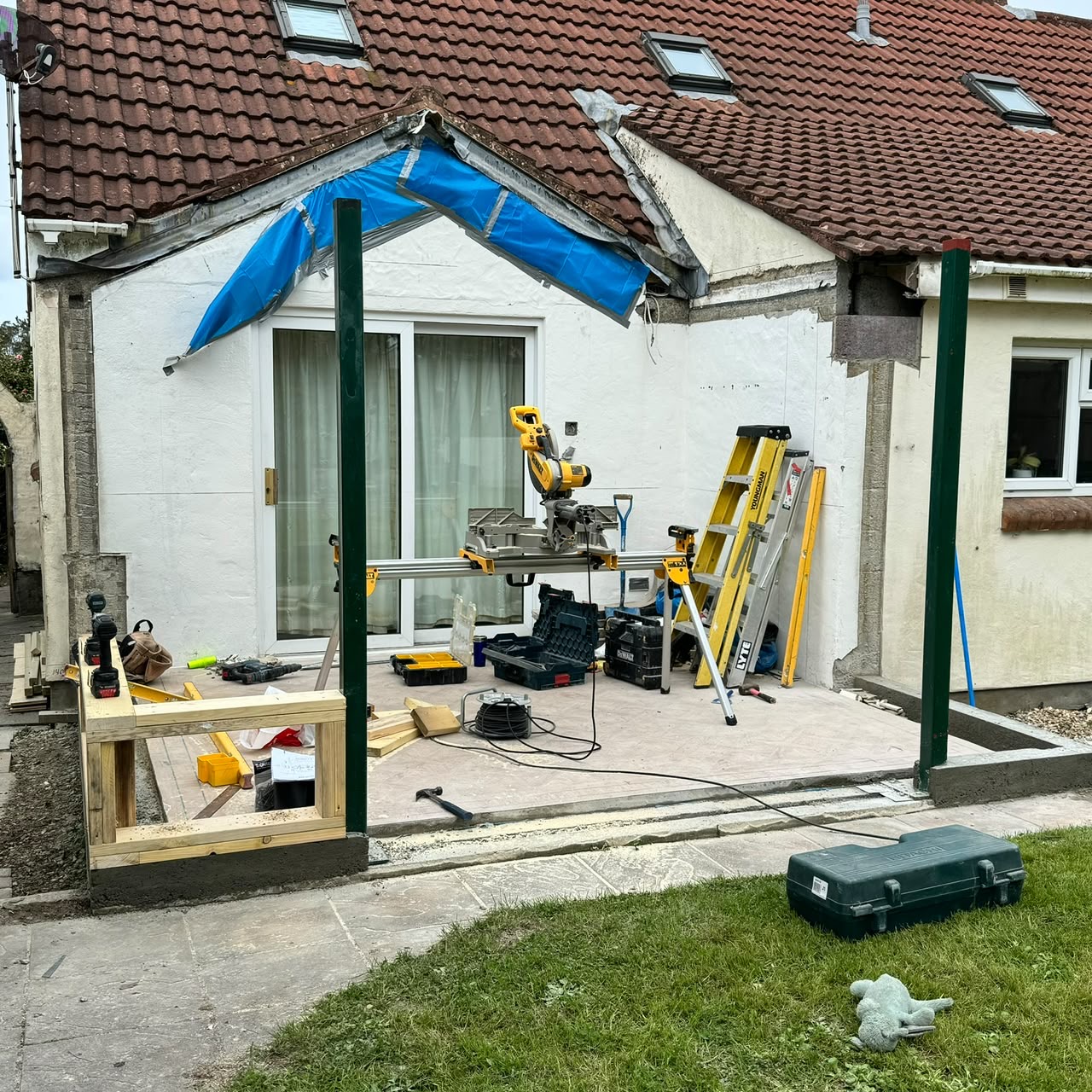 Rear of the property stripped back and propped during demolition, Guernsey