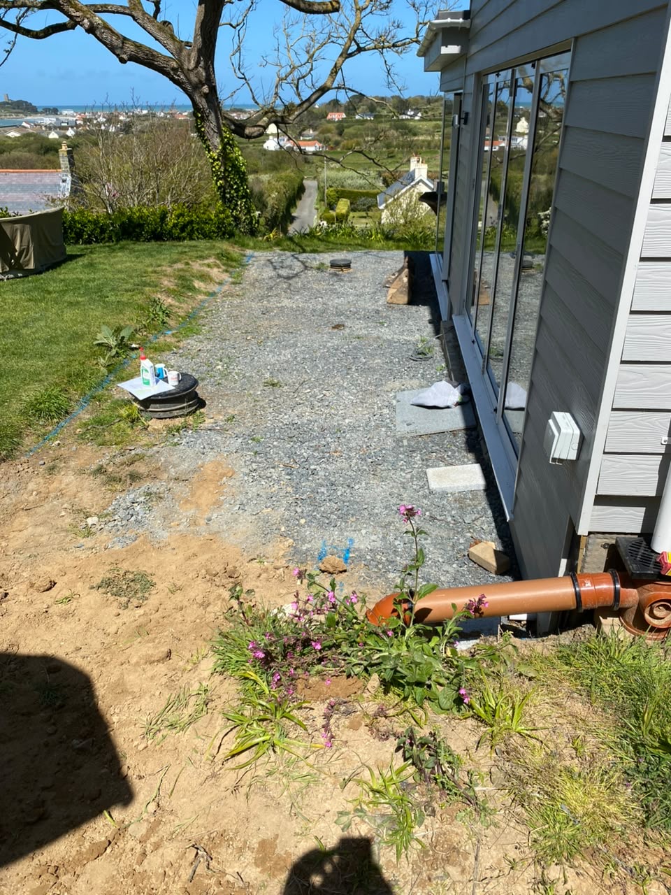 Before — Drainage runs and chambers set before paving