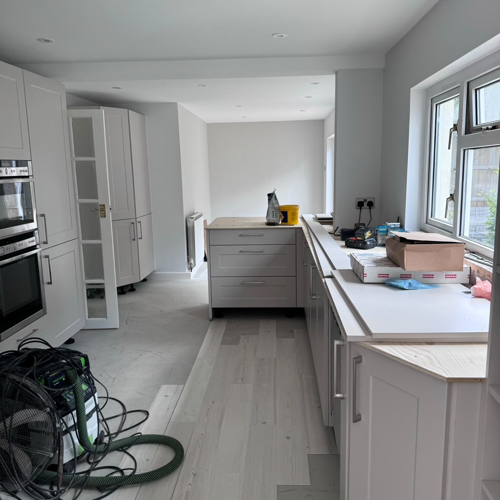 After — Space prepared and fitted out for the new kitchen