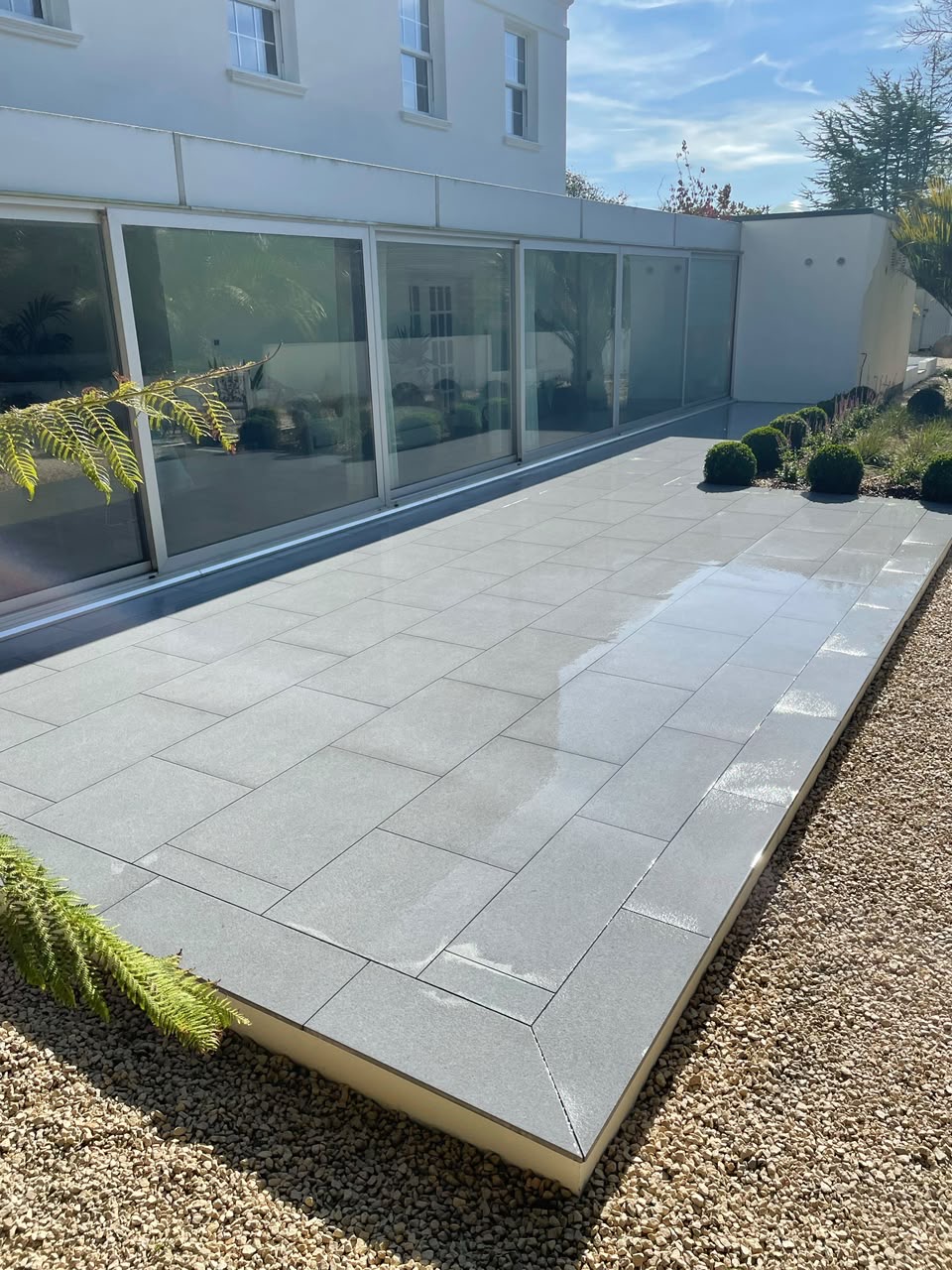 Completed luxury granite patio and terrace in Guernsey