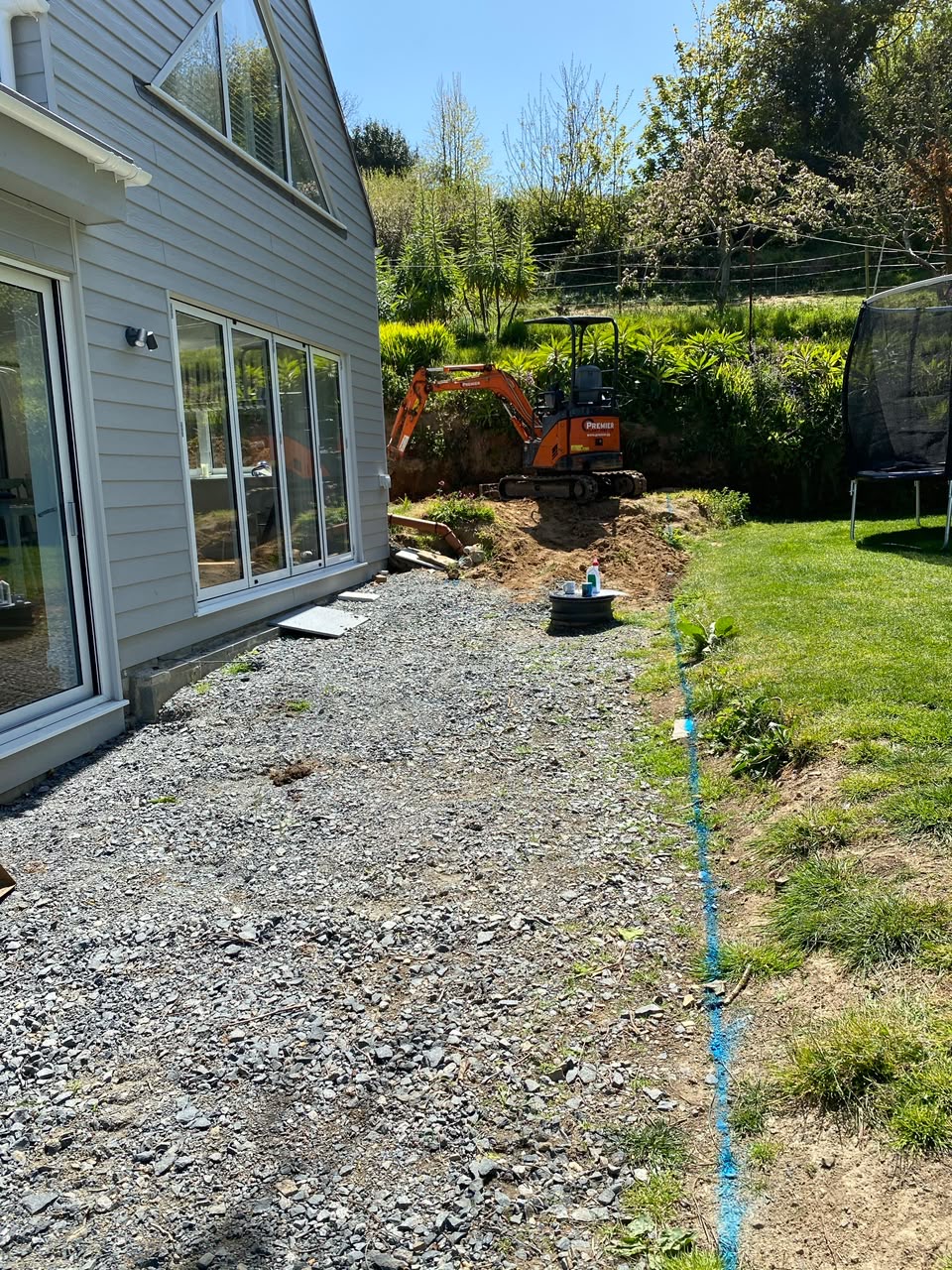 Before — Reduced levels and compacted sub-base laid out