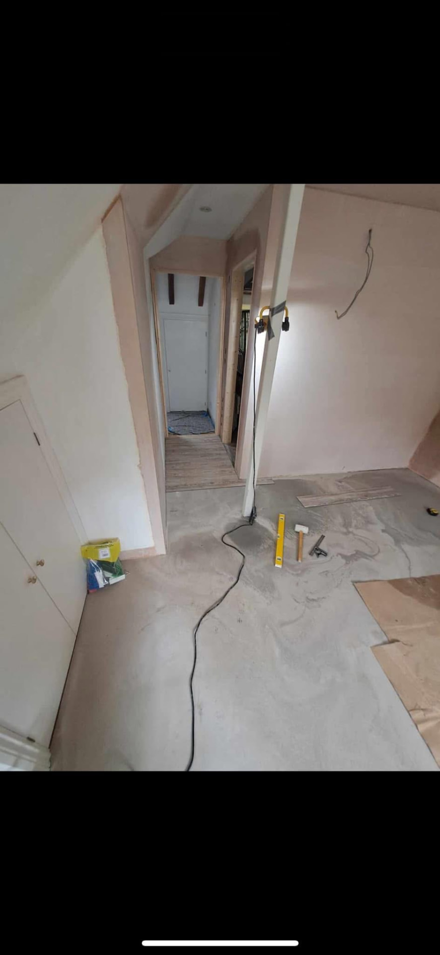 Self-levelling screed applied across the suite ready for the luxury flooring